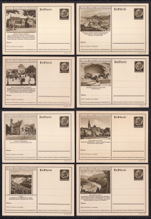 1939 Hindenburg, Third Reich, Germany, 8 Postal Cards