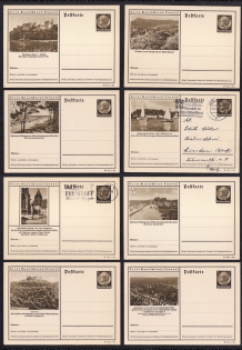 1939 Hindenburg, Third Reich, Germany, 8 Postal Cards