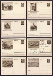 1939 Hindenburg, Third Reich, Germany, 8 Postal Cards