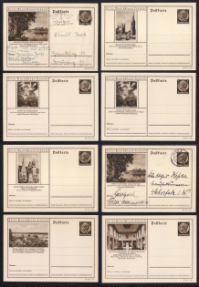 1939 Hindenburg, Third Reich, Germany, 8 Postal Cards