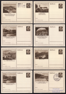 1940 Hindenburg, Third Reich, Germany, 8 Postal Cards