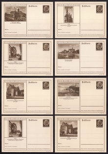 1940 Hindenburg, Third Reich, Germany, 8 Postal Cards