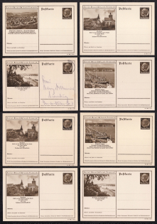 1941 Hindenburg, Third Reich, Germany, 8 Postal Cards