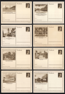 1941 Hitler, Third Reich, Germany, 8 Postal Cards
