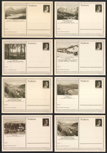1941 Hitler, Third Reich, Germany, 8 Postal Cards