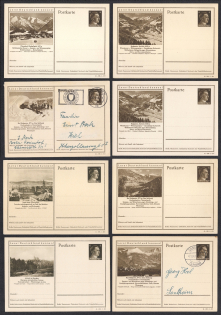 1941 Hitler, Third Reich, Germany, 8 Postal Cards