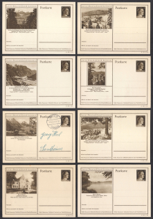 1941 Hitler, Third Reich, Germany, 8 Postal Cards