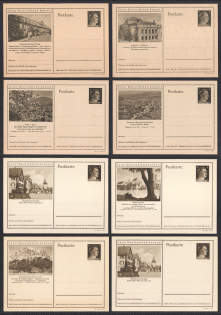 1941 Hitler, Third Reich, Germany, 8 Postal Cards