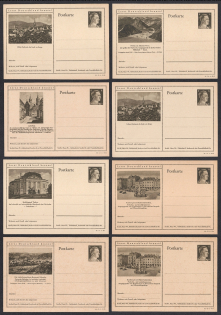 1941 Hitler, Third Reich, Germany, 8 Postal Cards