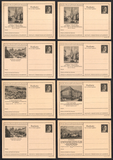 1942 Hitler, Third Reich, Germany, 8 Postal Cards