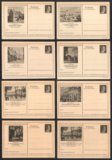 1942 Hitler, Third Reich, Germany, 8 Postal Cards