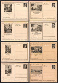 1942 Hitler, Third Reich, Germany, 8 Postal Cards