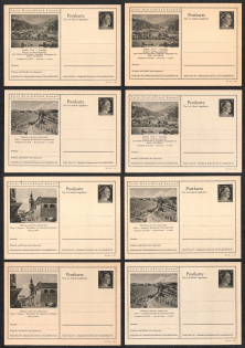 1942 Hitler, Third Reich, Germany, 8 Postal Cards