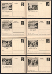1942 Hitler, Third Reich, Germany, 8 Postal Cards