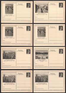 1942 Hitler, Third Reich, Germany, 8 Postal Cards