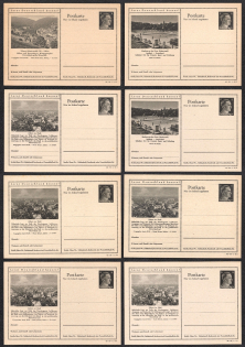 1942 Hitler, Third Reich, Germany, 8 Postal Cards