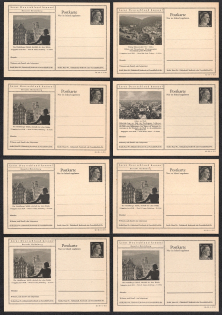 1942 Hitler, Third Reich, Germany, 8 Postal Cards
