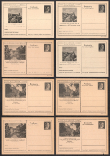 1942 Hitler, Third Reich, Germany, 8 Postal Cards