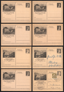1942 Hitler, Third Reich, Germany, 8 Postal Cards