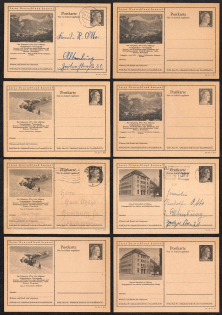 1942 Hitler, Third Reich, Germany, 8 Postal Cards