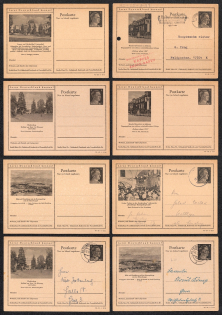 1942 Hitler, Third Reich, Germany, 8 Postal Cards