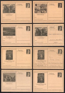 1942 Hitler, Third Reich, Germany, 8 Postal Cards