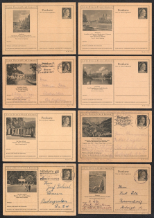 1942 Hitler, Third Reich, Germany, 8 Postal Cards