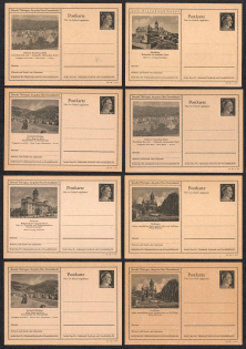 1942 Hitler, Third Reich, Germany, 8 Postal Cards