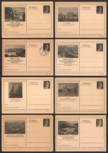 1942 Hitler, Third Reich, Germany, 8 Postal Cards