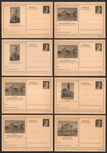1942 Hitler, Third Reich, Germany, 8 Postal Cards