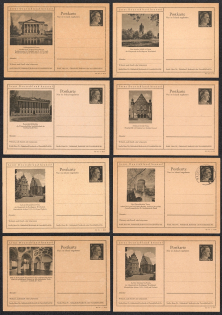 1942 Hitler, Third Reich, Germany, 8 Postal Cards