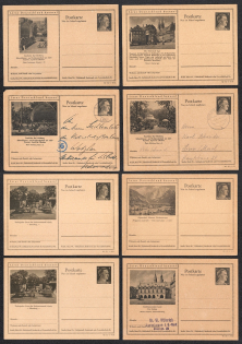 1942 Hitler, Third Reich, Germany, 8 Postal Cards