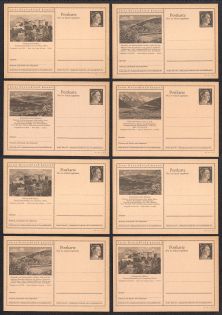 1942 Hitler, Third Reich, Germany, 8 Postal Cards