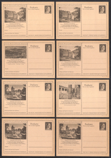 1942 Hitler, Third Reich, Germany, 8 Postal Cards