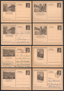 1942 Hitler, Third Reich, Germany, 8 Postal Cards