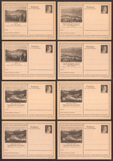 1942 Hitler, Third Reich, Germany, 8 Postal Cards