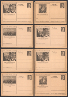 1942 Hitler, Third Reich, Germany, 8 Postal Cards