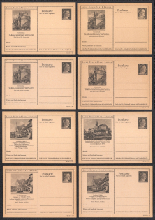 1942 Hitler, Third Reich, Germany, 8 Postal Cards
