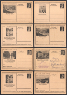 1942 Hitler, Third Reich, Germany, 8 Postal Cards