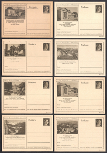 1942 Hitler, Third Reich, Germany, 8 Postal Cards