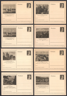 1942 Hitler, Third Reich, Germany, 8 Postal Cards