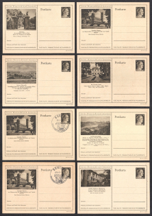 1942 Hitler, Third Reich, Germany, 8 Postal Cards