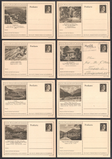 1942 Hitler, Third Reich, Germany, 8 Postal Cards