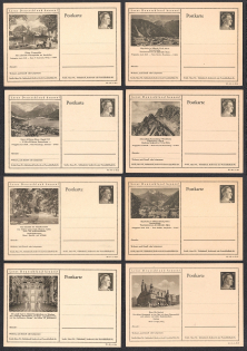 1942 Hitler, Third Reich, Germany, 8 Postal Cards