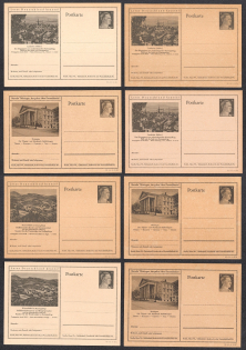 1942 Hitler, Third Reich, Germany, 8 Postal Cards