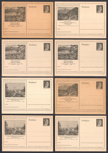 1942 Hitler, Third Reich, Germany, 8 Postal Cards