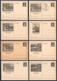 1942 Hitler, Third Reich, Germany, 8 Postal Cards