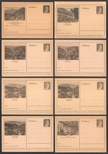 1942 Hitler, Third Reich, Germany, 8 Postal Cards