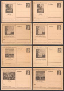 1942 Hitler, Third Reich, Germany, 8 Postal Cards