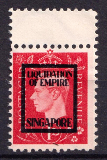 1d 'Liquidation of Empire' Singapore, Anti-British Propaganda, King George VI, German Forgery (Mi. 10, Margin, CV $180)